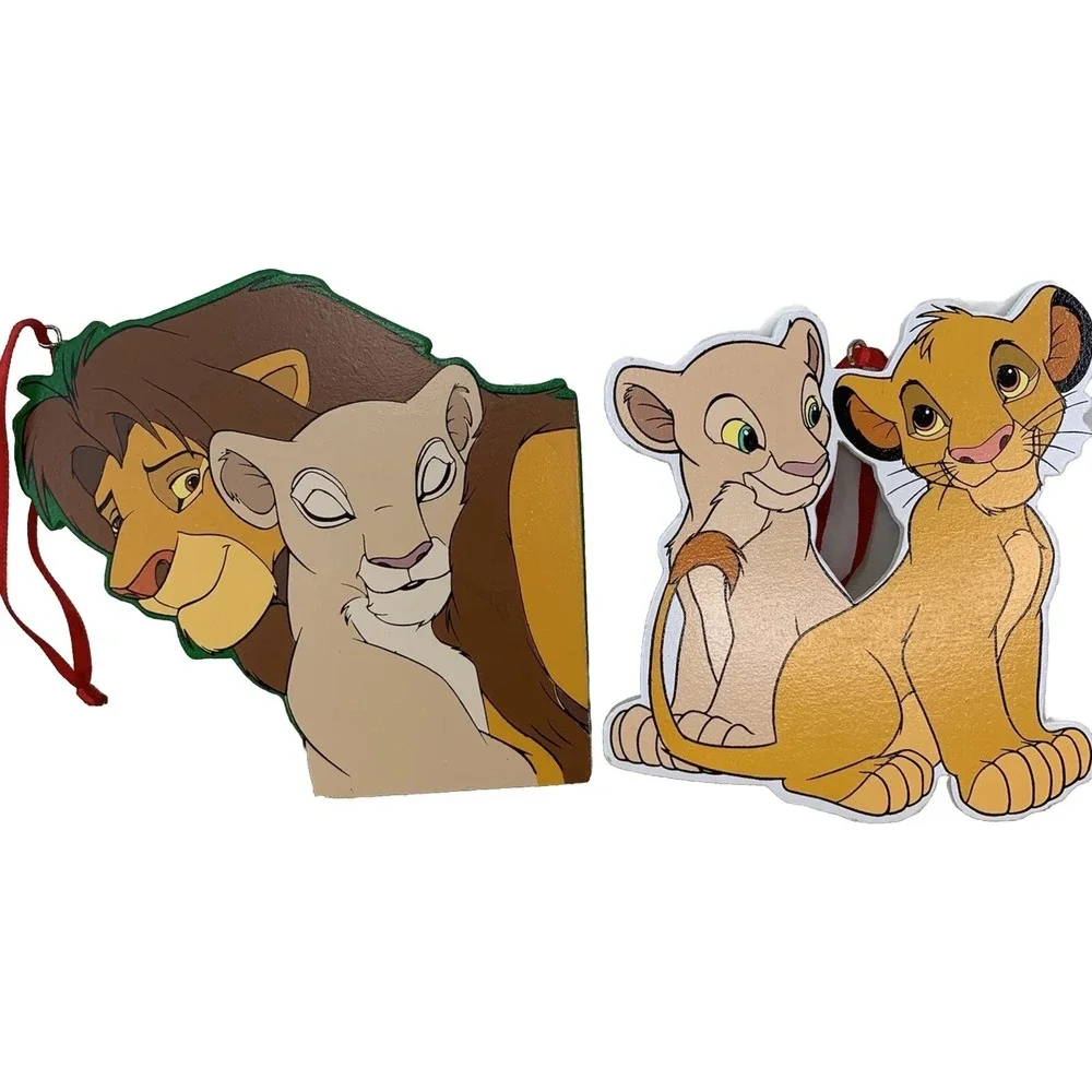 Disney Lion King Christmas Ornament Kurt Adler Wooden Vintage 2 Set Simba Nala